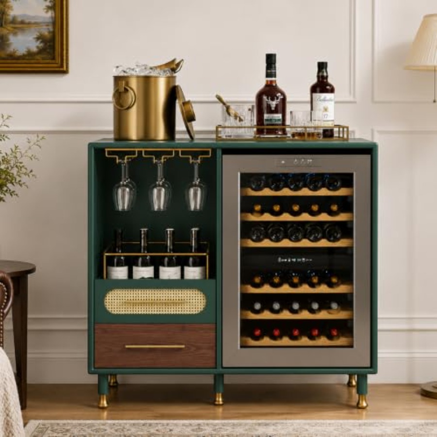 Home Bar And Fridge - خزانة بار مع مساحة لثلاجة صغيرة،