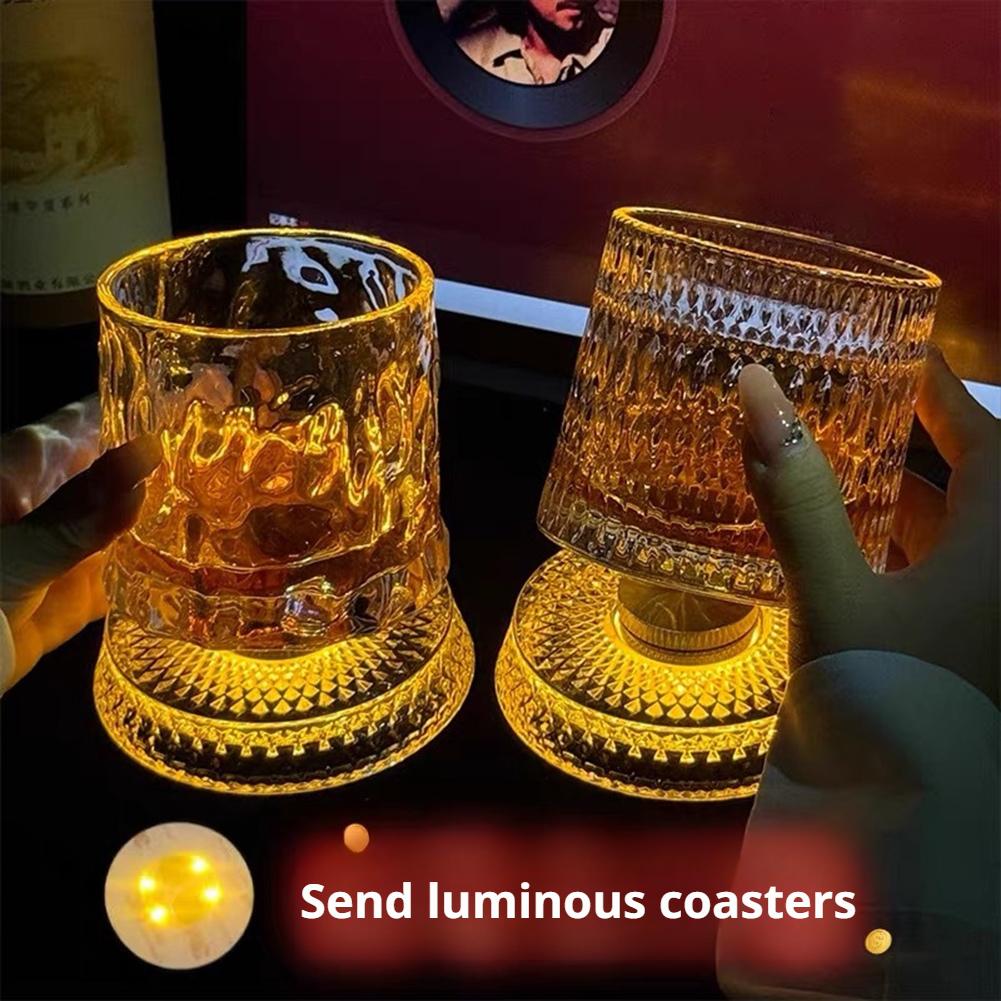 Highball Glass Set - كؤوس ويسكي دوارة مع قاعدة زجاجية