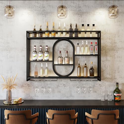 رف نبيذ معدني معلق على الحائط  - مراجعة Home Bar Shelves وسعره